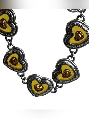 BRIGHTON Free Floating Hearts Bracelet Retired Silver Tone Victorian Revival